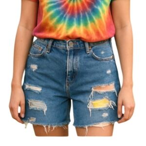 Zara Jean Shorts Tie Dye Distressed size 32 Hippie Chic Boho